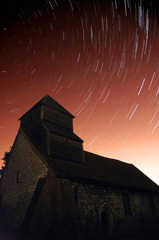 无人,教堂,竖图,室外,夜晚,长时间曝光,建筑,英国,时间,自然,摄影,天文学,彩图
