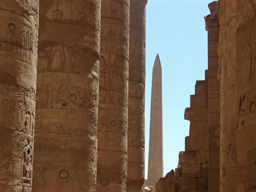 无人,横图,室外,白天,建筑,埃及,一排,整齐,柱子,尖顶,排列,摄影,考古学,中东,队列,卡尔纳克神殿,埃及文化,彩图,过去,埃及卢克索