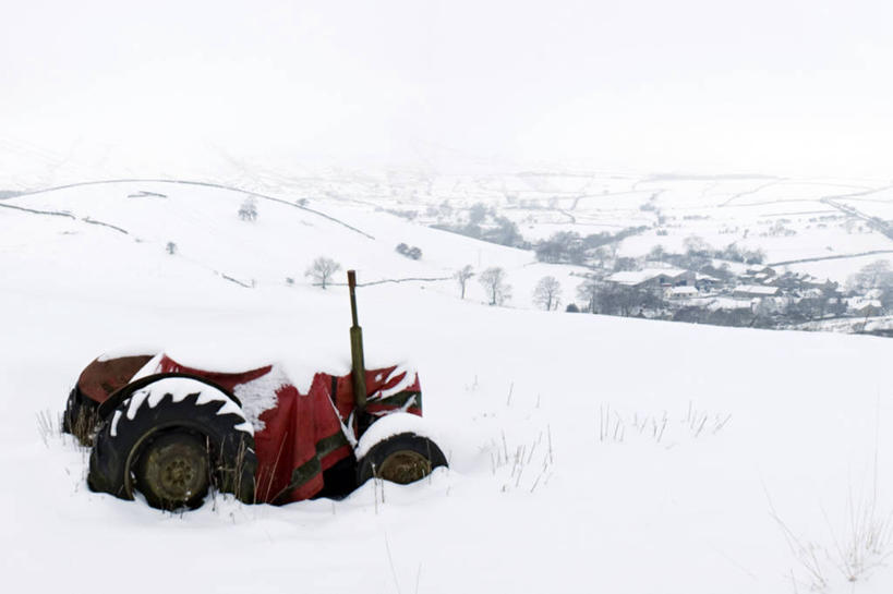 无人,横图,室外,白天,农业,美景,雪,英国,景观,田地,乡村,冬天,一个,自然,景色,寒冷,运输,摄影,单个,自然风光,拖拉机,兰开夏,彩图