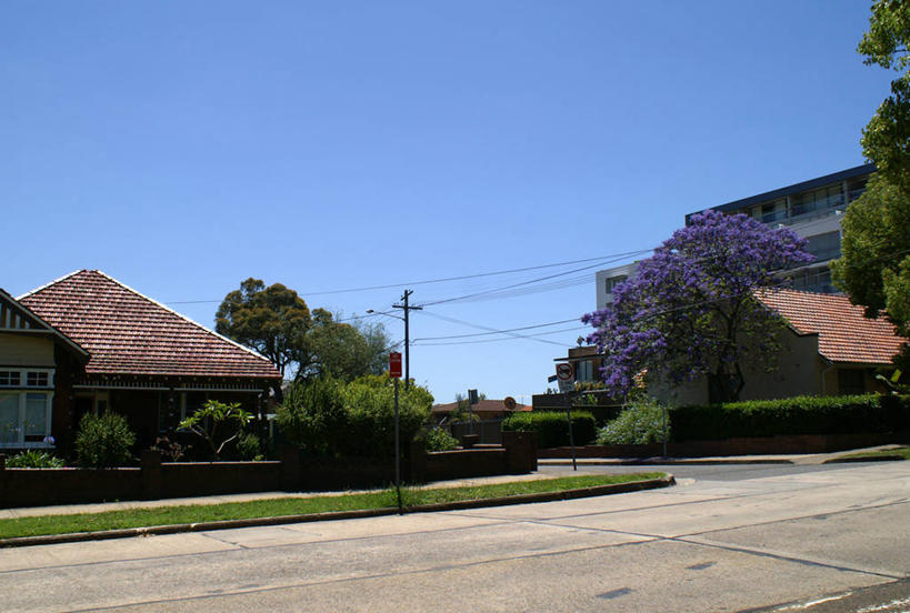 无人,横图,室外,白天,建筑,街道,澳大利亚,房屋,树,摄影,宁静,悉尼,万里无云,新南威尔士,彩图,电力电缆