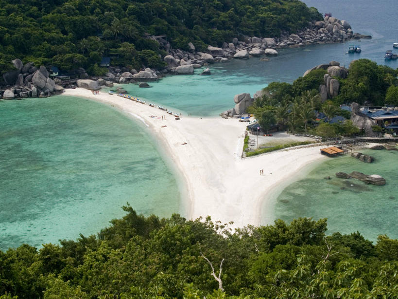 无人,横图,俯视,室外,白天,海洋,美景,船,泰国,漂浮,沙子,岛,景观,树,自然,景色,运输,摄影,宁静,自然风光,苏梅岛,岩石,彩图,高角度拍摄