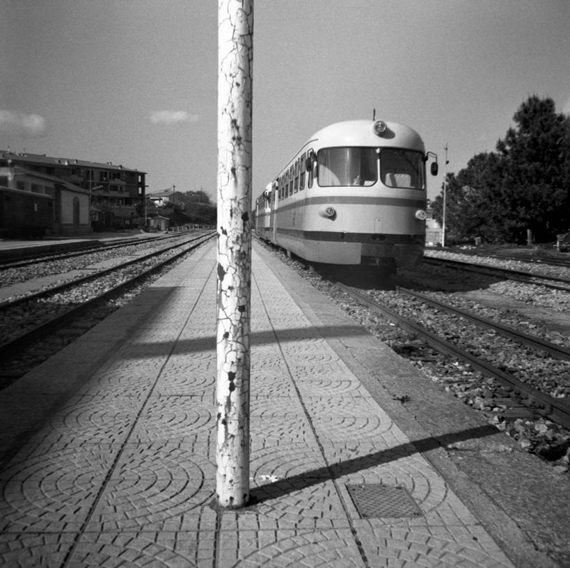 无人,火车站,横图,黑白,室外,白天,城市,路,铁路,车站,意大利,轨道,站台,公共交通,交通,铁轨,杆,月台,树,运输,摄影,客车,铁路车站,铁路站