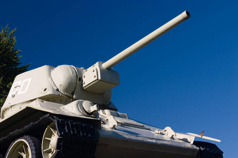 无人,横图,室外,白天,仰视,技术,德国,军事,历史,运输,摄影,保护,第二次世界大战,坦克,万里无云,彩图,低角度拍摄,俄罗斯文化