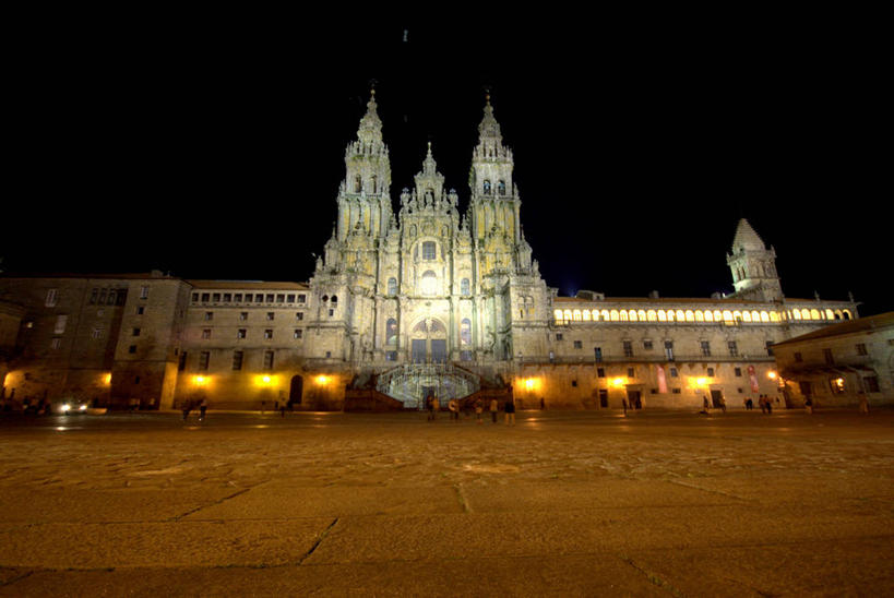 广场,横图,室外,夜晚,建筑,西班牙,宏伟,摄影,照亮,基督教,巴洛克风格,彩图,大教堂