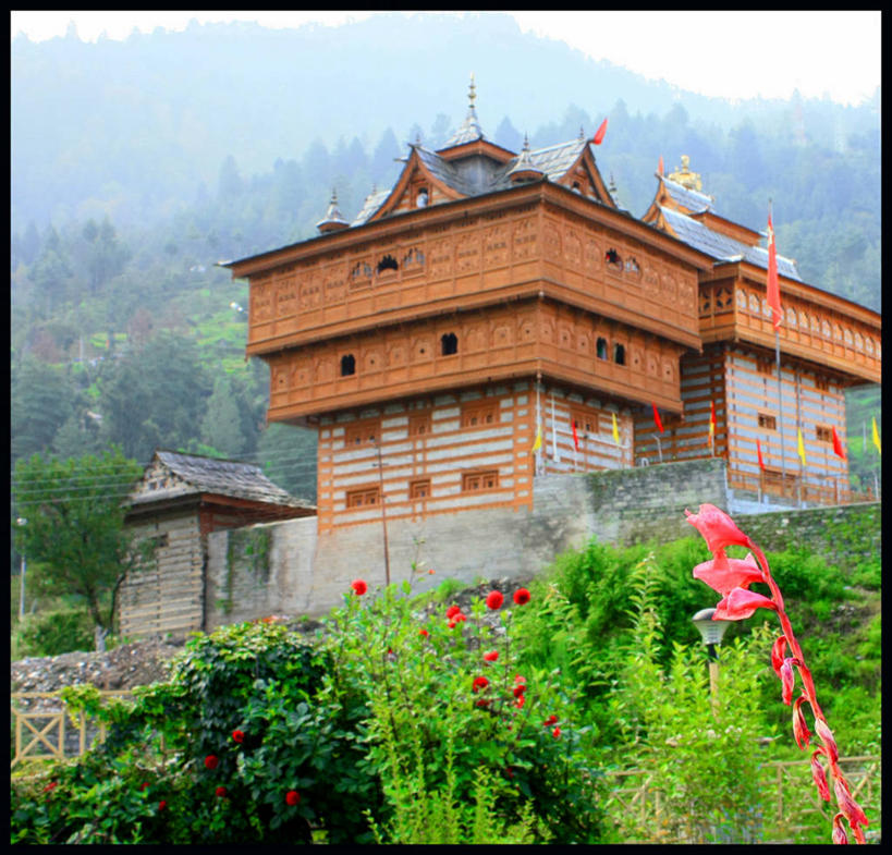 无人,横图,室外,白天,山脉,雾,建筑,印度,山谷,经幡,摄影,佛教,灌木,印度文化,喜马偕尔邦,彩图