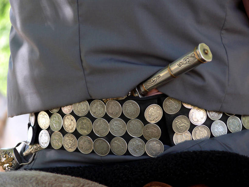 一个人,横图,室外,特写,白天,阿根廷,首都,腰带,刀,摄影,布宜诺斯艾利斯,硬币,彩图,传统服装,传统文化,对焦,传统节日