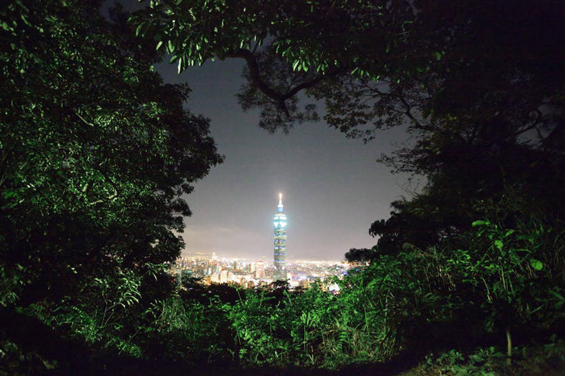 无人,横图,室外,夜晚,城市,建筑,台湾,塔,首都,现代,树,自然,摄影,照亮,台北,台北101,彩图