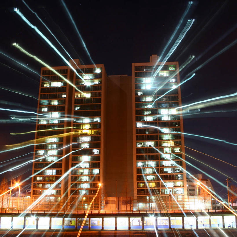 无人,方图,室外,夜晚,仰视,爆炸,城市,建筑,韩国,光,塔,天空,摄影,照亮,低角度拍摄