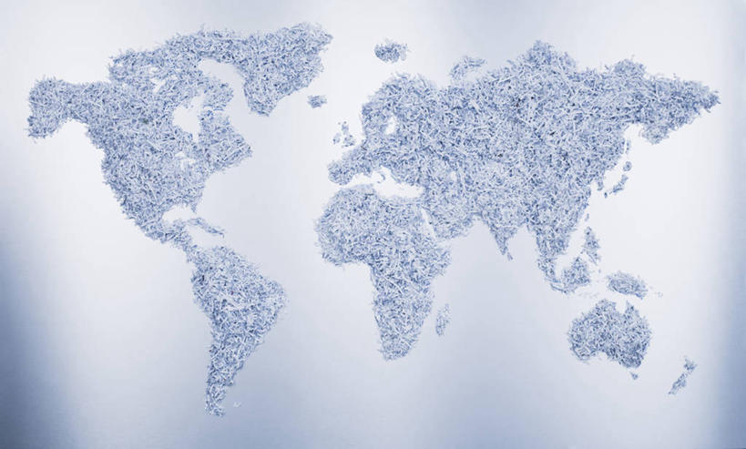 无人,横图,俯视,安全,地图,丰富,地球仪,纸,地球,行星,摄影,保护,碎纸,环境,私密,毁灭,循环利用,环境保护,肌理,想法,彩图,高角度拍摄,影棚拍摄,旅行,碎纸机