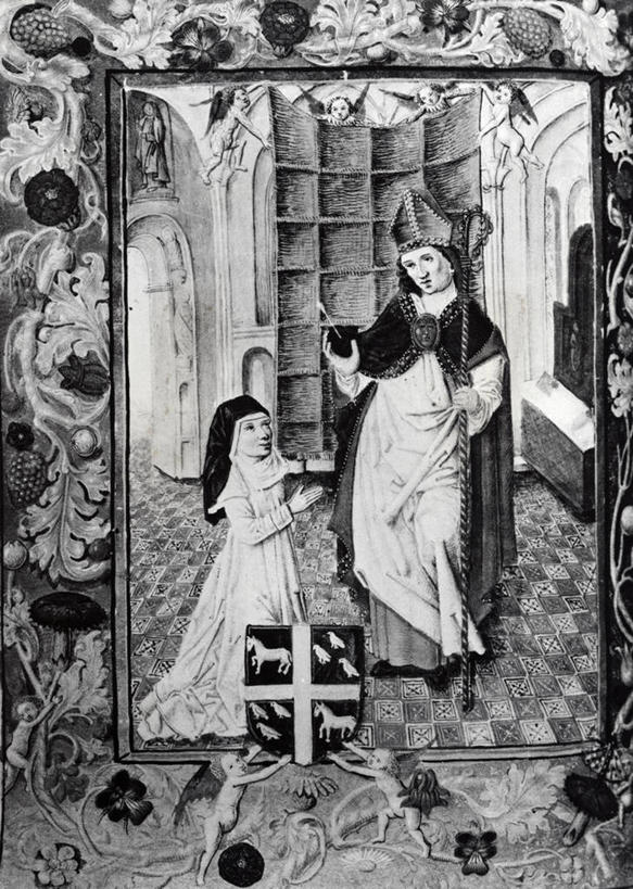 成年人,两个人,站,竖图,黑白,插画,室内,白天,数码,科技,阴影,网络,长袍,高光,几何,计算机图形,合成,图画,画,手稿,电脑合成图,数码合成图,基督教,合成图,漫画,写实,具体,具象,盾形徽章,圣奥古斯丁,美术工艺,男人,女人,跪着