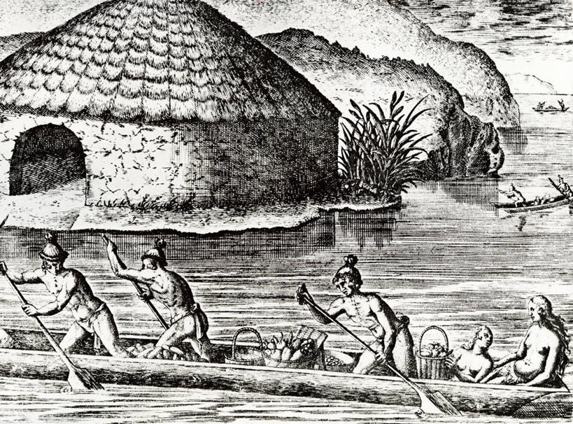 成年人,裸体,横图,黑白,插画,室外,白天,侧面,数码,科技,河流,美景,五个人,划桨,阴影,网络,景观,乡村,高光,几何,计算机图形,合成,图画,画,自然,景色,电脑合成图,数码合成图,合成图,自然风光,独木舟,漫画,写实,具体,具象,美术工艺,男人,女人,小屋