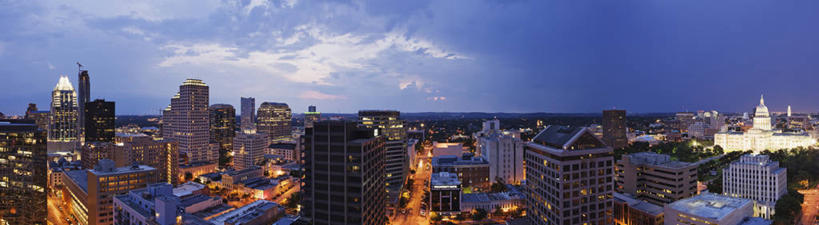 无人,横图,全景,俯视,室外,度假,美景,日落,天际线,城市风光,城市,建筑,摩天大楼,美国,景观,云,塔,娱乐,现代,天空,黄昏,享受,休闲,办公大楼,景色,放松,摄影,照亮,北美,德克萨斯,奥斯汀镇,彩图,高角度拍摄