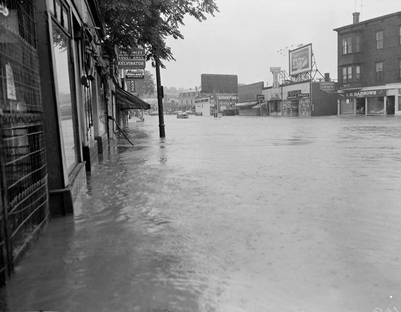 无人,横图,黑白,室外,白天,城市,街道,美国,摄影,毁灭,马萨诸塞,水灾