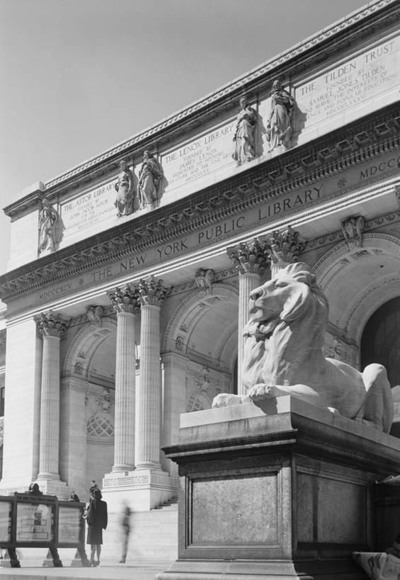 图书馆,竖图,黑白,室外,白天,建筑,狮子,雕塑,纽约,美国,标志,雕像,符号,柱子,曼哈顿,古典,历史,标识,台阶,摄影,英文字母,北美,北美洲,美洲,纽约市,纽约州,帝国之州,帝国州,北亚美利加洲,亚美利加洲,性别符号,美术工艺,纽约公立图书馆,美利坚合众国,曼哈顿区,纽约县,男性符号,曼哈顿岛