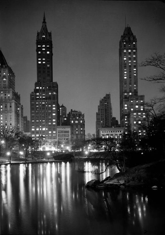 无人,公园,竖图,黑白,室外,夜晚,湖,天际线,建筑,摩天大楼,纽约,美国,曼哈顿,摄影,宁静,第五大道,中央公园