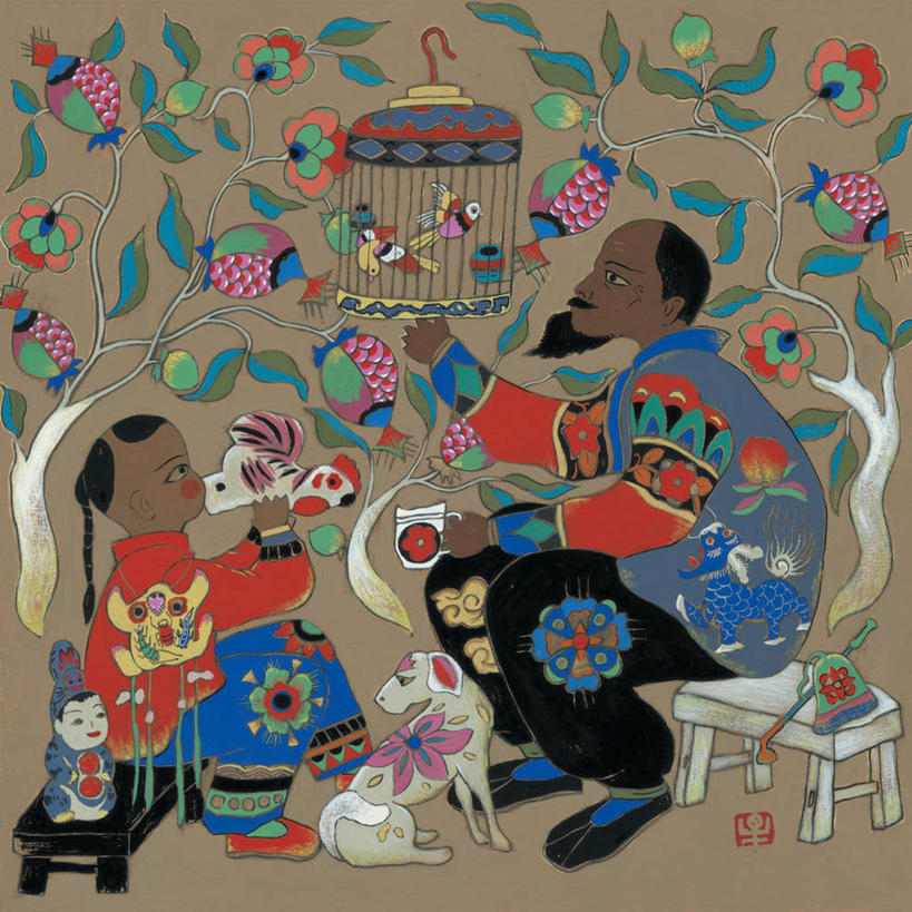 儿童,成年人,头发,两个人,祖父母,坐,方图,插画,室外,白天,侧面,绘画,数码,科技,宠物,狗,叶子,三只,连接,阴影,艺术,装饰,网络,鸟类,鸟笼,高光,几何,计算机图形,合成,杯,图画,拿着,吹气,画,树,饮料,黑色,工艺品,家畜,放松,吧椅,颜料,美术,电脑合成图,数码合成图,合成图,手艺,漫画,写实,具体,具象,美术工艺,男孩,男人,孙子,休闲活动,彩图,传统服装,传统文化