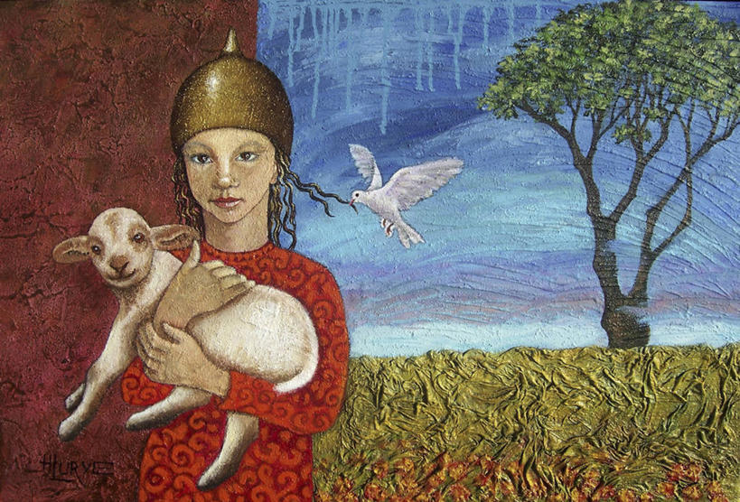 儿童,一个人,站,横图,插画,室外,白天,旅游,度假,绘画,纯洁,数码,科技,美景,油画,仅一个女性,仅一个人,阴影,艺术,网络,斑鸠,鸟类,符号,头盔,景观,田地,高光,几何,计算机图形,古典,合成,图画,拿着,文化,娱乐,画,树,小孩,天空,自然,动物,工艺品,品味,仅一个小孩,两只,享受,休闲,景色,放松,可爱,童年,童趣,美术,电脑合成图,数码合成图,高雅,合成图,羊羔,关爱,运送,自然风光,肖像,手艺,漫画,童真,烂漫,无邪,写实,具体,具象,美学,美术工艺,天真,女孩,女人,女性,孩子,卷发,绵羊,半身,彩图,爱,女生