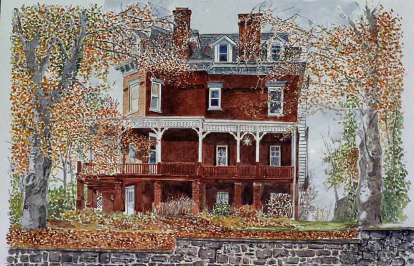 无人,横图,插画,室外,白天,绘画,数码,科技,建筑,美国,阴影,艺术,网络,房屋,高光,几何,计算机图形,古典,合成,图画,文化,石墙,画,树,工艺品,品味,颜料,美术,电脑合成图,数码合成图,高雅,合成图,漫画,纽约州,圣乔治,写实,具体,具象,美学,史坦登岛,秋天,彩图