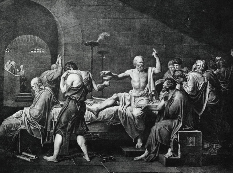 成年人,人群,站,横图,黑白,插画,室内,白天,绘画,数码,科技,床,卧室,阴影,艺术,网络,墙,拱门,许多人,高光,几何,计算机图形,古典,合成,图画,拿着,文化,画,工艺品,碗,品味,一群人,赤脚,美术,死亡,电脑合成图,数码合成图,高雅,合成图,文学,合伙,漫画,写实,具体,具象,美学,苏格拉底,哲学家,悲痛,传统服装