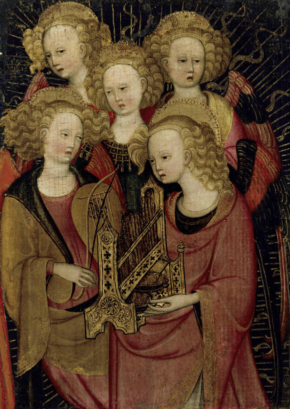 竖图,插画,数码,科技,光晕,意大利,威尼斯,五个人,天使,阴影,艺术,网络,长袍,乐器,弦乐器,高光,几何,计算机图形,音乐,合成,图画,画,宗教,电脑合成图,数码合成图,合成图,音乐人,漫画,写实,具体,具象,美术工艺,彩图,蛋彩画