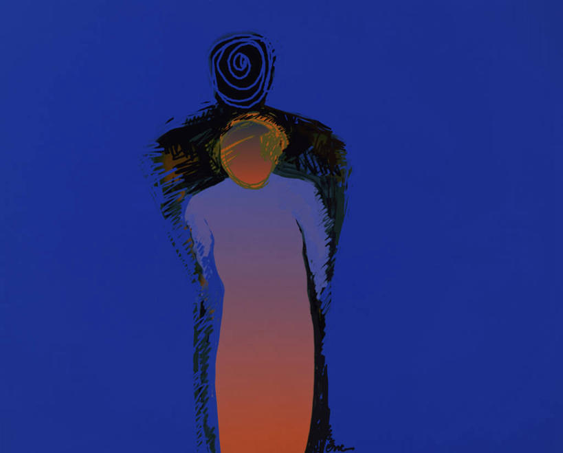 成年人,一个人,站,横图,插画,留白,正面,抽象,绘画,寂寞,数码,科技,仅一个女性,阴影,蓝色背景,沮丧,艺术,网络,高光,几何,计算机图形,古典,合成,图画,文化,画,工艺品,品味,个性,美术,电脑合成图,数码合成图,高雅,合成图,漫画,背手,计算机制图,螺线,写实,具体,具象,美学,悲哀,美术工艺,半身,彩图,困窘,独处