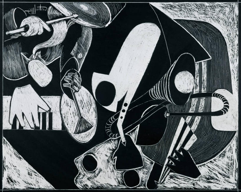 三个人,音乐家,横图,插画,抽象,数码,科技,表演,阴影,网络,钢琴,长号,鼓,管乐器,吉他,乐器,萨克斯,弦乐器,高光,几何,计算机图形,音乐,合成,图画,拿着,表演者,吹气,画,扮演,电脑合成图,数码合成图,爵士乐,创造力,演出,享乐,合成图,音乐人,漫画,鼓槌,写实,具体,具象,技能,乐师,演奏家,音乐工作者,彩图,刮板