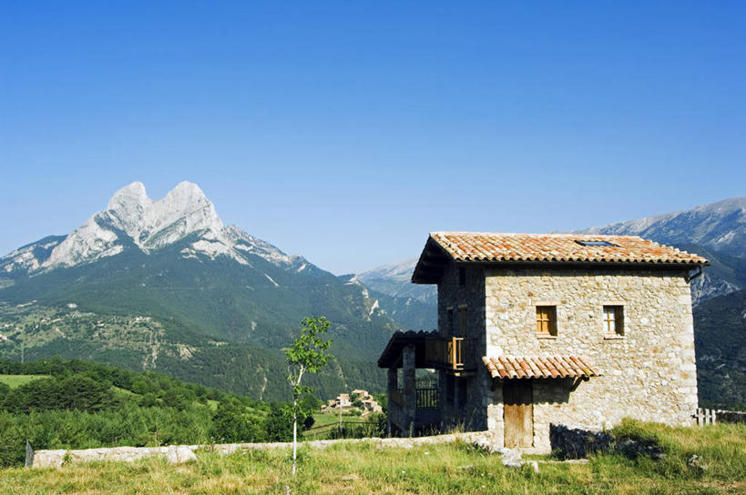 无人,横图,山,山脉,西班牙,欧洲,叉,摄影,加泰隆尼亚,彩图,小木屋,小屋