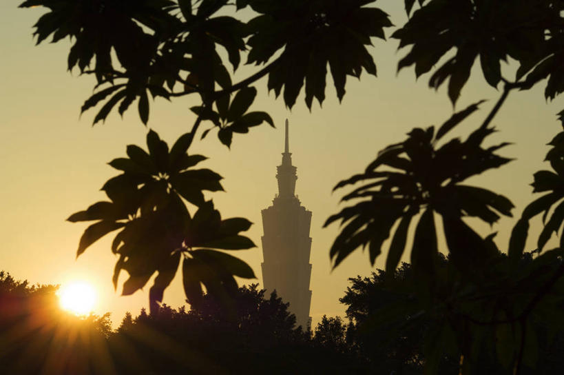 无人,横图,室外,日落,城市,建筑,摩天大楼,台湾,首都,现代,黄昏,地标建筑,摄影,中国文化,台北,台北101,彩图