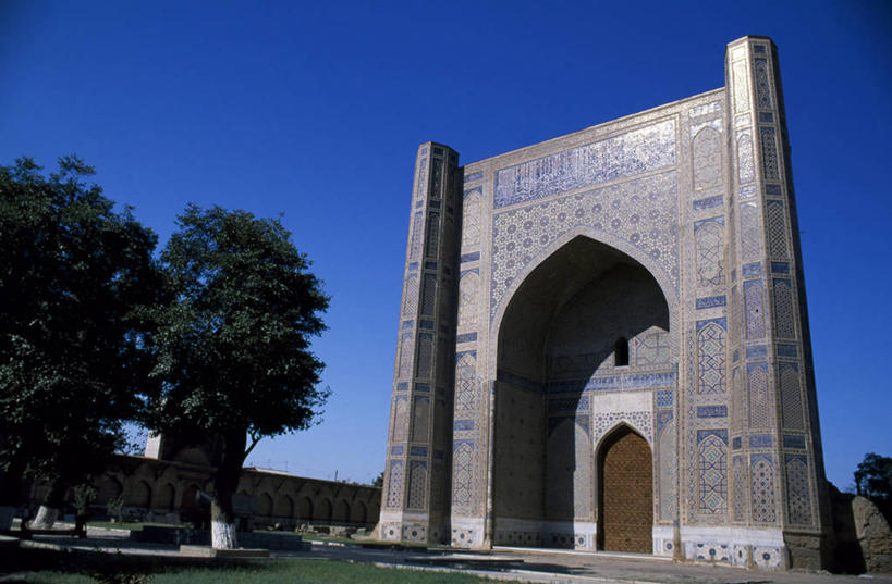 无人,横图,门,建筑,乌兹别克斯坦,亚洲,瓷砖,拱门,塔,陶瓷制品,摄影,伊斯兰教,中亚,宗教建筑,清真寺,丝绸之路,彩图