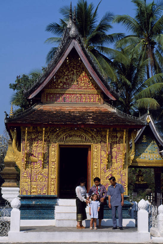 无人,寺庙,竖图,建筑,老挝,亚洲,黄金,摄影,宗教,佛教,神殿,宗教建筑,琅勃拉邦,香通寺,彩图