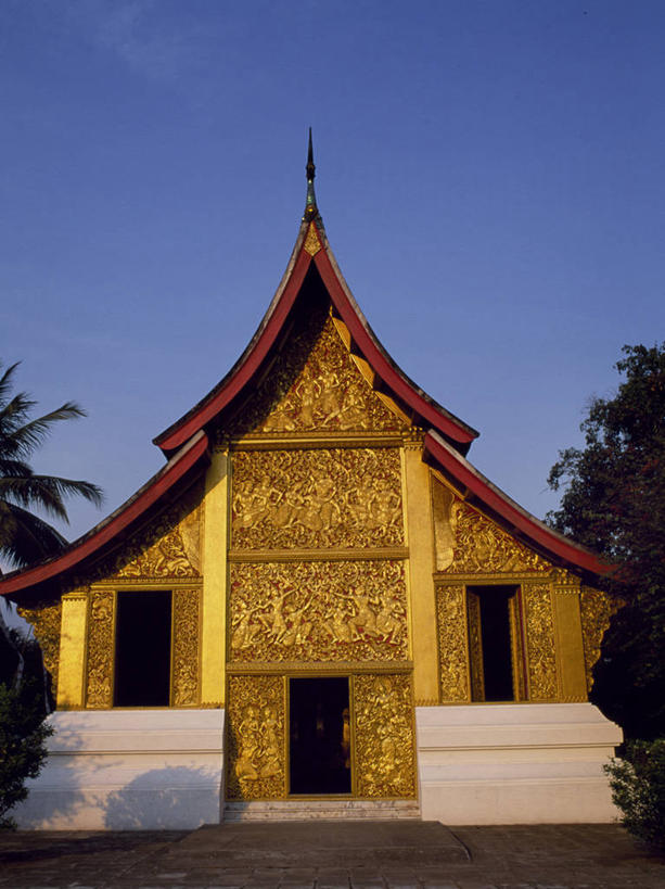 无人,寺庙,竖图,建筑,老挝,亚洲,黄金,摄影,宗教,佛教,神殿,宗教建筑,琅勃拉邦,香通寺,彩图