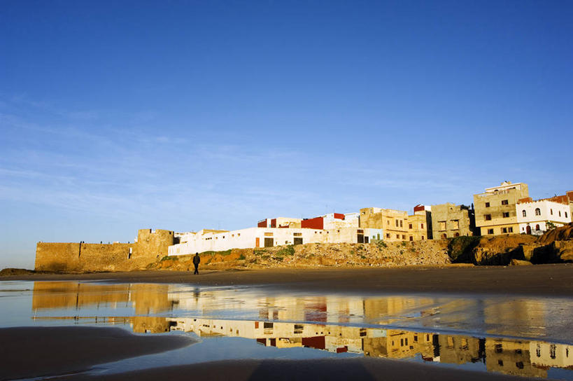 无人,宫殿,横图,室外,海洋,建筑,非洲,摩洛哥,反射,海岸线,摄影,退潮,地中海文化,北非,海滩,彩图