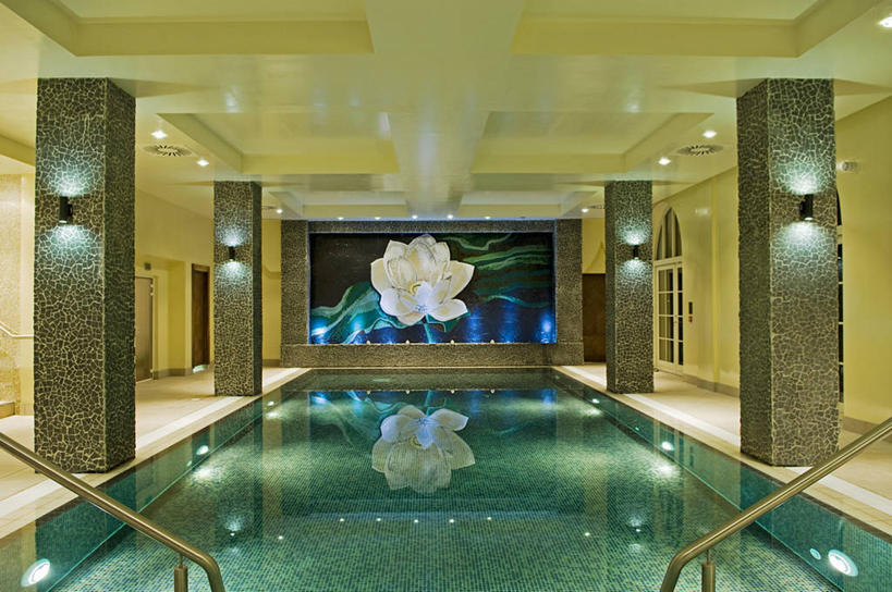 无人,游泳池,横图,锻炼,水,酒店,莲花,英国,北爱尔兰,花纹,反射,图案,柱子,摄影,华贵,纯净,彩图,弗马纳区,厄恩湖