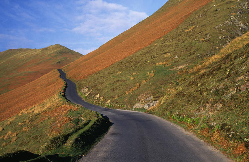 无人,横图,室外,山,山脉,路,英国,地形,英格兰,风景,摄影,坎布里亚,秋天,彩图