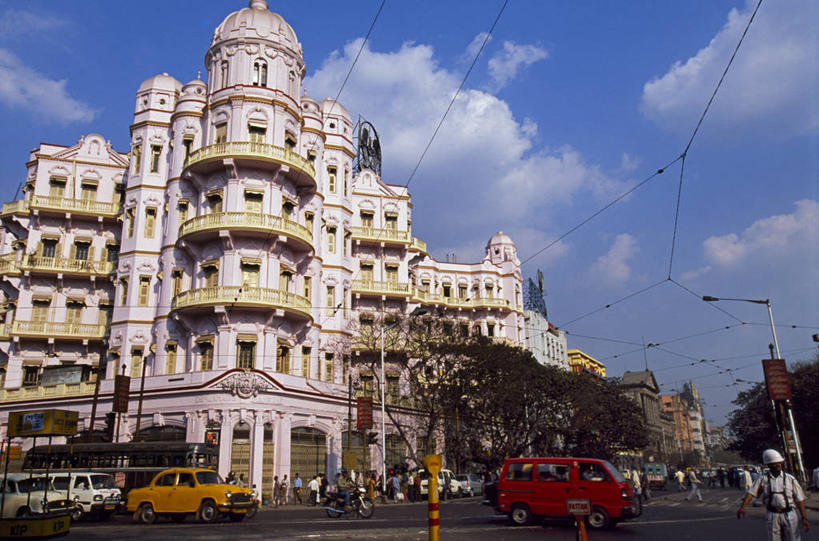 无人,横图,室外,城市,建筑,印度,亚洲,房屋,宏伟,粉色,摄影,住房,豪宅,加尔各答,彩图