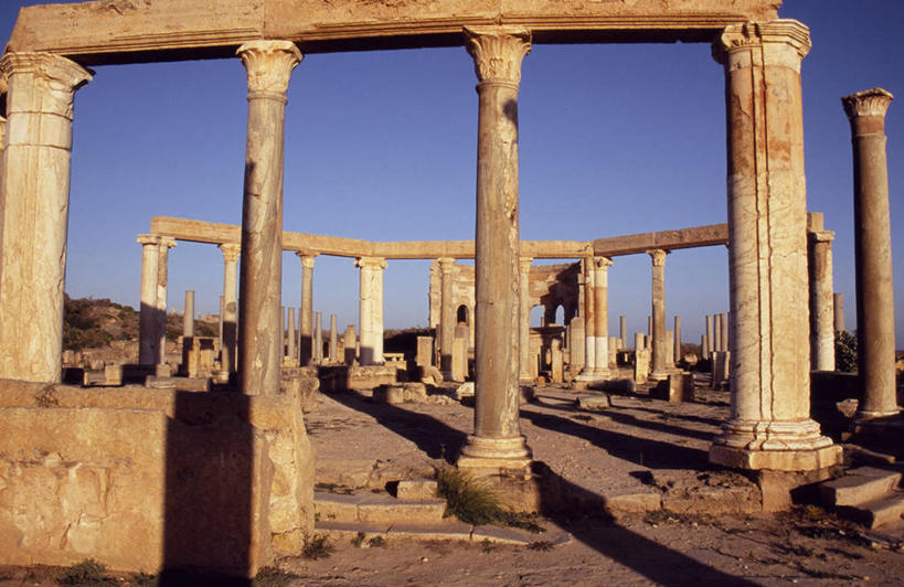 无人,横图,室外,旅游,利比亚,柱子,八边形,古罗马,古代,黄昏,地标建筑,摄影,考古学,地中海,北非,式样,海滩,彩图,旅行,传统文化