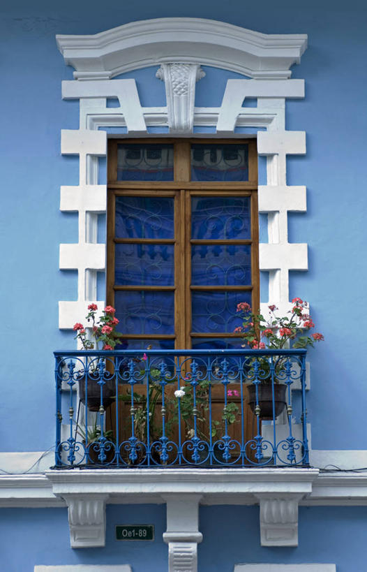 无人,竖图,窗户,阳台,城市,建筑,厄瓜多尔,首都,蓝色,南美,摄影,拉丁美洲,基多,美国人,彩图