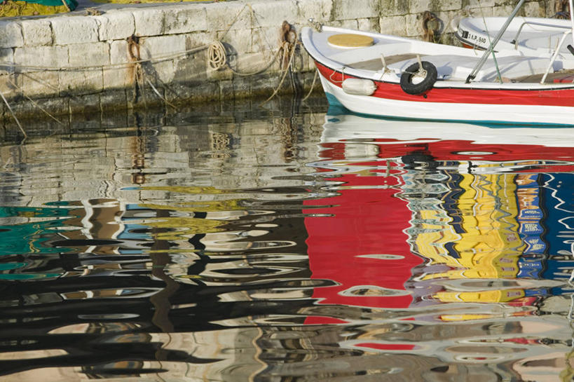 无人,横图,希腊,反射,岛,渔船,摄影,西欧,地中海文化,南欧,希腊文化,克里特岛,雷西姆农,彩图