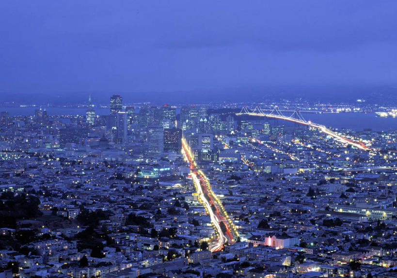 无人,横图,夜晚,城市,美国,摄影,北美,加利福尼亚,旧金山,彩图