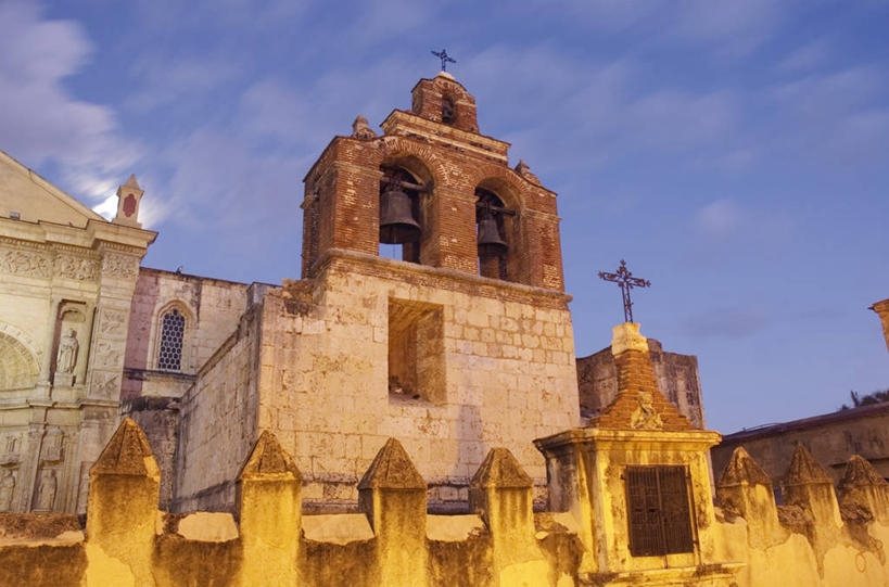 无人,教堂,横图,夜晚,岛,城镇,钟楼,首都,黄昏,摄影,拉丁美洲,多米尼加共和国,彩图,大教堂