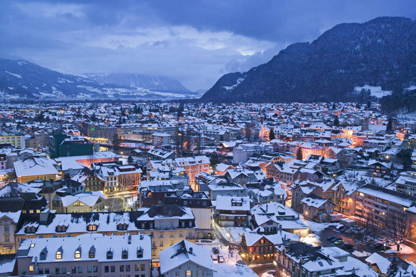 无人,横图,室外,雪,瑞士,欧洲,屋顶,冬天,摄影,阿尔卑斯山脉,因特拉肯,彩图