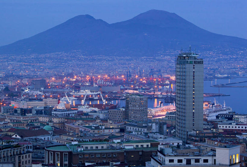 无人,横图,室外,夜晚,天际线,城市,意大利,欧洲,摄影,地中海文化,坎帕尼亚,维苏威火山,彩图