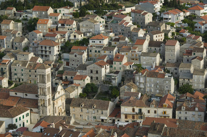 无人,横图,俯视,室外,欧洲,克罗地亚,城镇,摄影,地中海文化,巴尔干,东欧,亚得里亚海,达尔马提亚,彩图,高角度拍摄,赫瓦尔