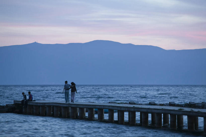 码头,横图,室外,欧洲,地形,黄昏,摄影,巴尔干,奥赫里德,彩图,伴侣