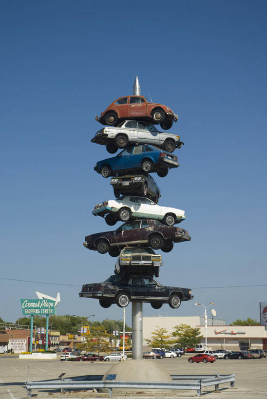 无人,广场,竖图,汽车,雕塑,美国,艺术,运输,摄影,北美,手艺,伊利诺斯州,芝加哥市,66号公路,纺锤,美术工艺,团结,美国人,彩图