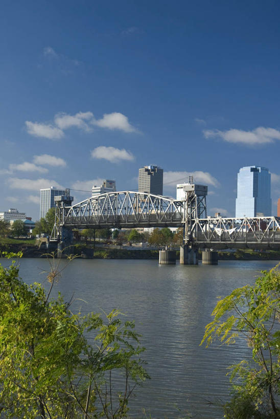 无人,竖图,室外,天际线,城市,美国,桥,摄影,北美,阿肯色州,美国人,彩图,阿肯色河