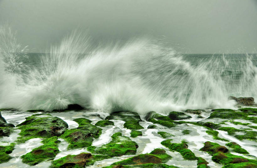 无人,横图,室外,白天,海浪,海洋,台湾,溅,苔藓,半空,天空,自然,波浪,击打,摄影,宁静,岩石,彩图