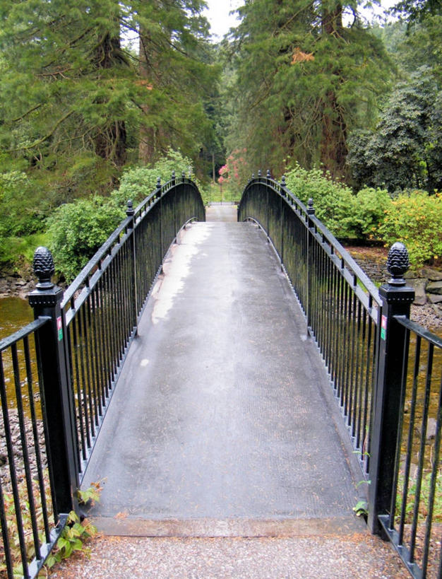 无人,栏杆,竖图,室外,白天,河流,水,英国,桥,联系,苏格兰,树,自然,摄影,园林,人行桥,彩图