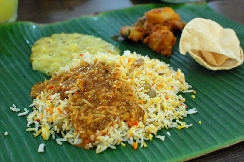 无人,横图,室内,特写,白天,午餐,新加坡,食品,米,首都,咖喱,饮食,摄影,香蕉叶,清新,健康食物,新加坡市,彩图