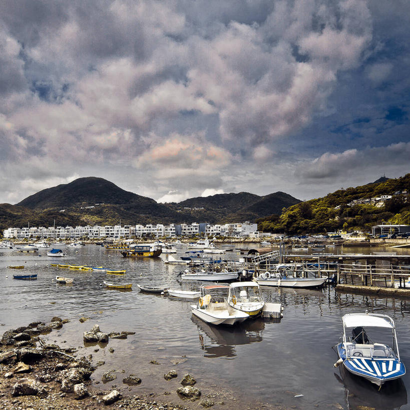 无人,方图,室外,白天,山脉,船,香港,停靠,反射,乡村,云,海湾,天空,自然,社区,运输,摄影,停泊,圣心堂,彩图